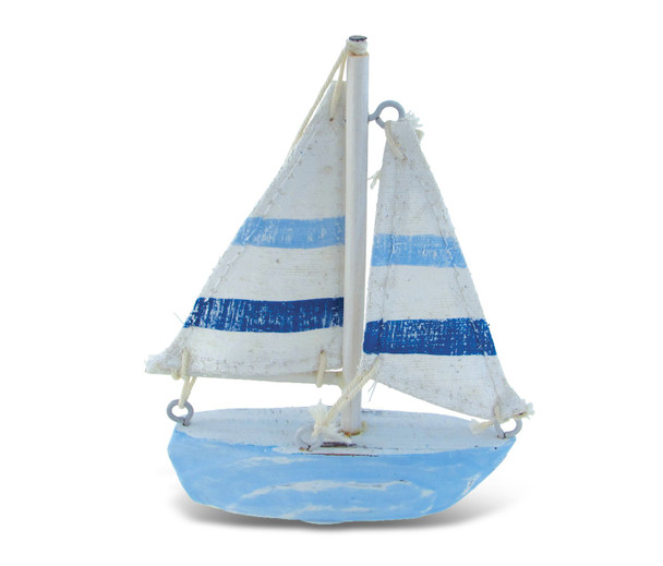 Puzzled Nautical Decor Light Blue Stripes Boat, X-Small