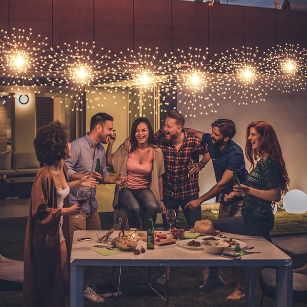 200LED Hanging Sphere Lights, Battery Operated Starburst Lights, 8 Modes Dimmable Remote Control, Waterproof Fairy Lights, Copper Wire Lights for Indoor Outdoor Christmas Decor (Warm White)