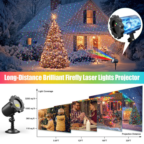 Laser Christmas Projector Lights Outdoor,12 Effect Moving RGB Lights Show Laser Projection Light with RF Remote and Timer,Waterproof Firefly Laser Landscape Lights for Holiday Party Garden Decor