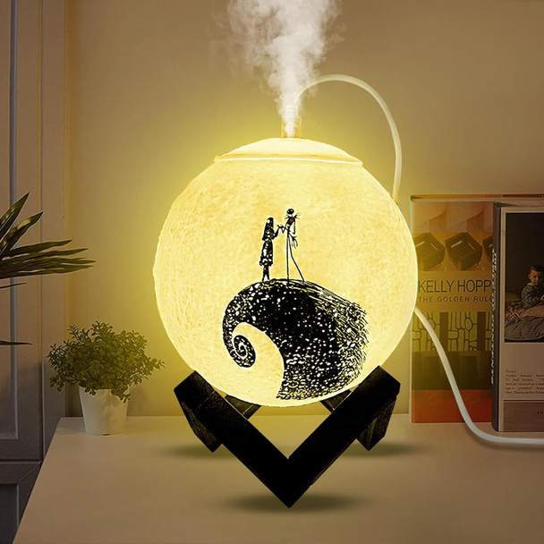 Bedroom Small Table Light - Nightmare Decorative Night Light Humidifier with USB Charging, 7 Colors LED Table Light Wooden Base Aromatherapy Diffuser Suitable for Children's Room, Guestroom, Office.