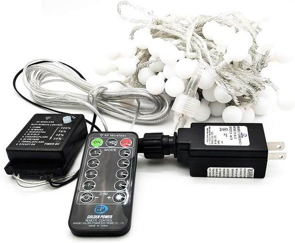 49ft 100 LED Globe String Lights with Remote, 8 Modes, Plug-in Fairy String Lights for Indoor Outdoor Party Wedding Christmas Tree Garden, Warm White - Eco-Friendly, Durable and Energy-Saving