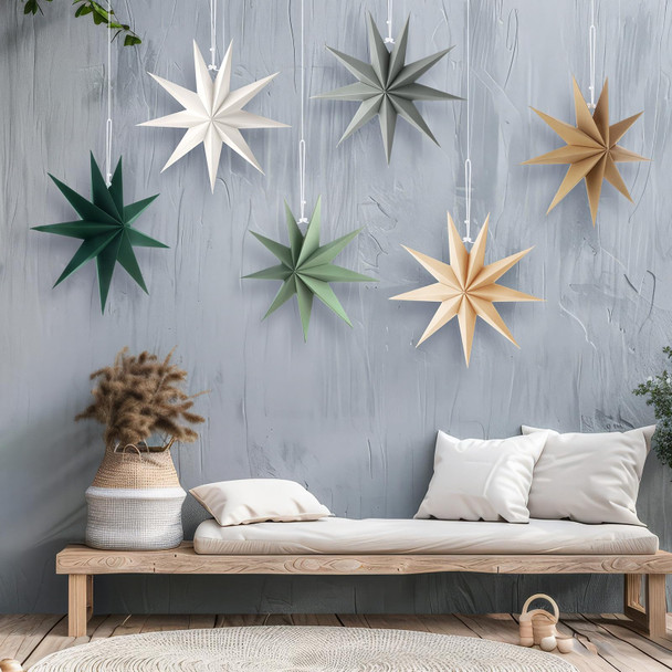 ReliThick 6 Pcs Star Paper Lanterns 12 Inch 9 Pointed Christmas Hanging Lamp Neutral Sage Green Christmas Ornaments Vintage Farmhouse Paper Decorations Xmas Party Decorations ReliThick 6 Pcs Star Paper Lanterns 12 Inch 9 Pointed Christmas Hanging Lamp Neutral Sage Green Christmas Ornaments Vintage Farmhouse Paper Decorations Xmas Party Decorations