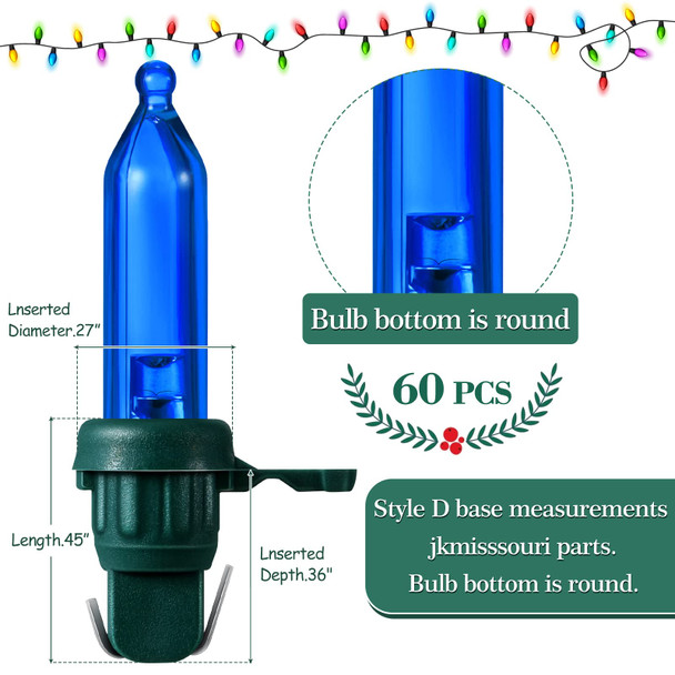 60 Pcs Christmas LED Replacement Bulb Mini Wide Angle LED Xmas Bulb LED Tree Light Bulb Outdoor String Light Replacement Bulb for Christmas Garden Tree Party Decor (Green Base with Multi Color Bulb) 60 Pcs Christmas LED Replacement Bulb Mini Wide Angle LED Xmas Bulb LED Tree Light Bulb Outdoor String Light Replacement Bulb for Christmas Garden Tree Party Decor (Green Base with Multi Color Bulb)