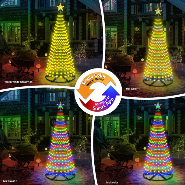 30+ Modes Smart Prelit Christmas Cone Tree with Lights - 4ft 119 LED App Control Color Changing Light Show Trees with Remote Timer Music Sync for Indoor Outdoor Yard (Green Body)