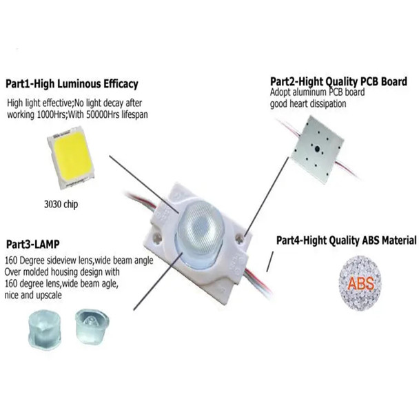 LED Module, LED Module Light 6000k White 20pcs 10 Ft 1LED 150LM Per LED Module IP65 Waterproof Replacement Light for Advertising Signs with Tape Adhesive Backside (White Light)