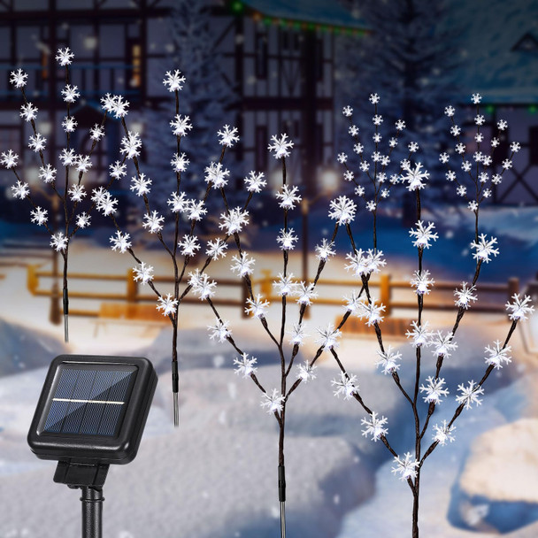 Retisee 6 Pack 120 LEDs Christmas Solar Snowflake Lights Christmas Outdoor Decorations Waterproof Prelit Snowflake Tree 8 Lighting Modes for Garden Path Yard Lawn Pathway Patio Walkway (White)