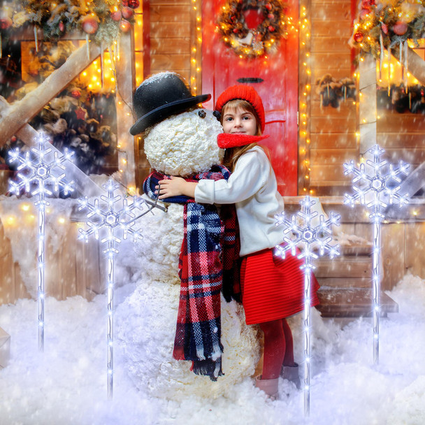 Retisee 10 Pack 27'' Snowflake Christmas Pathway Lights Christmas Pathway Marker Waterproof Snowflake Lights Pathway Marker for Patio, Yard, Garden, Lawn Christmas Holiday Decoration