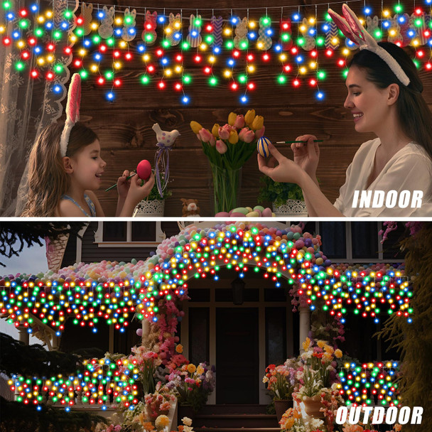 Retisee 65ft Solar Icicle Light for Outdoor 600 LED Waterproof Xmas Solar String Light Solar Powered Icicle String Lights for Outside Indoor Yard Porch Hanging Decor(Colorful)