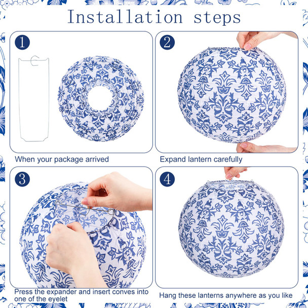 Retisee 12 Pcs Chinoiserie Paper Lantern Set 10 Inches Blue and White Porcelain Print Christmas Hanging Decorations Chinese Round Lantern Ceiling Birthday Party Baby Shower Wedding Home Decor Retisee 12 Pcs Chinoiserie Paper Lantern Set 10 Inches Blue and White Porcelain Print Christmas Hanging Decorations Chinese Round Lantern Ceiling Birthday Party Baby Shower Wedding Home Decor