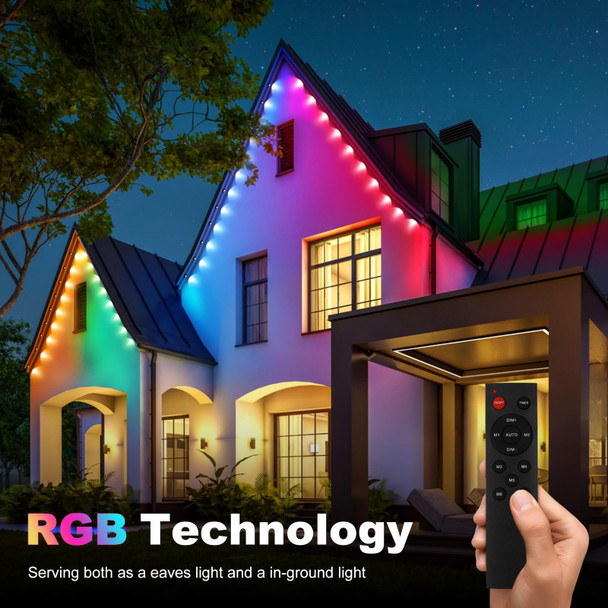 REYLAX Permanent Outdoor Lights with Remote, 110ft 60 RGBWW LEDs Eaves Lights IP65 Waterproof for Outdoor Decor, Daily and Holidays Accent Lighting, Bright in-Ground Lights for Garden Decor