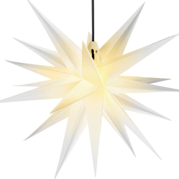 Riakrum 18 Inch Moravian Star Tree Topper Christmas Tree Decor White Advent Star Hanging Outdoor Christmas Star Light Hanging Porch Light Hanging Xmas Treetop Bethlehem Star for Holiday Decor(White)