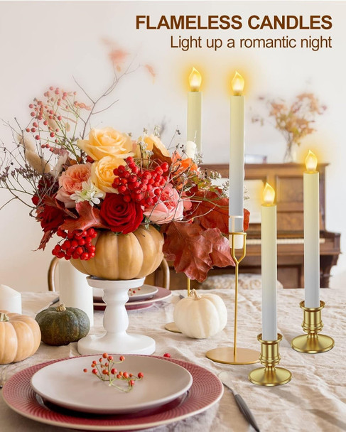 RONXS Window Candles, LED Taper Candles with Timer, Flickering Flameless Candles with Remote Battery Operated Candles, Indoor Christmas Decorations (6 Pcs Gold)