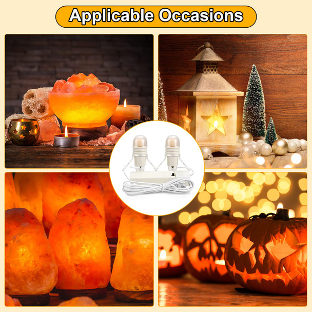 Roowest 12 Pack Accessory Cord with 2 LED Light Bulbs 6 Ft Warm Light Accessories for Halloween Christmas Village House Decorations Indoor DIY Crafts Salt Lamp Pumpkin Lights Decors