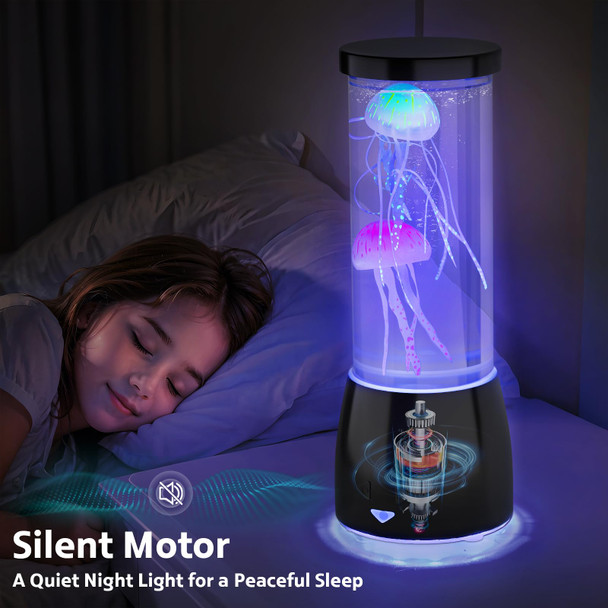 ROSHWEY Jellyfish Lamp Aquarium - 16 Color Large Jelly Fish Tank Light Christmas s for Kids Adults, Table Lamp with Remote Control Bedroom Decor LED Night Light for Birthday Children's Day (Black)