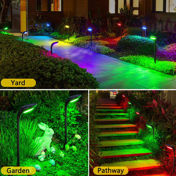 ROSHWEY Solar Outdoor Lights, Bright Pathway Lights Outdoor Waterproof, 7 Color Changing Solar Landscape Path Lights for Outside Yard Garden Walkway Driveway Halloween Christmas Lighting, 4 Pack