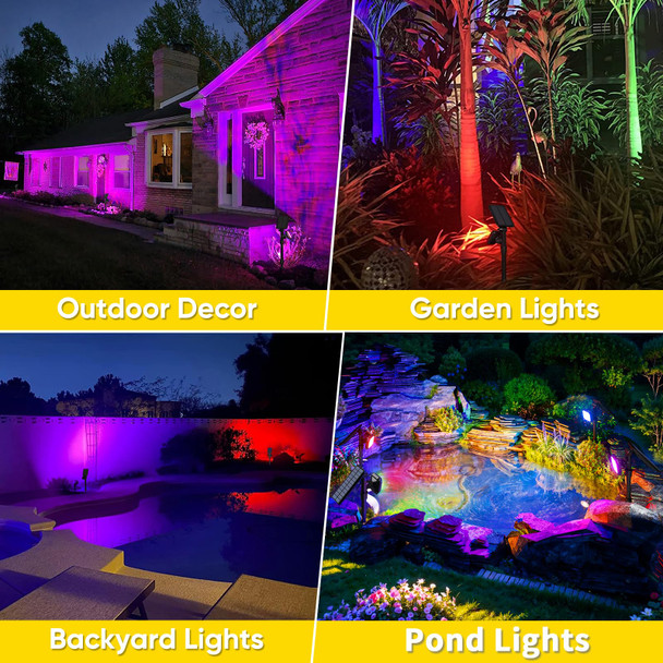 ROSHWEY Solar Spot Lights Outdoor, Colored Solar Outdoor Lights Waterproof Halloween Solar Powered Spotlight Landscape Lighting for Outside House Garden Yard Tree Pool Christmas Decorative, 4 Pack