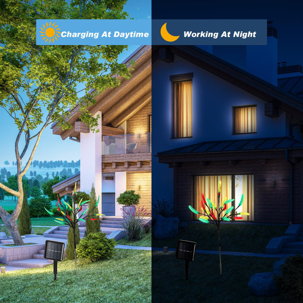 4 Pack Christmas Solar Lights Outdoor Garden Decor Chili Pepper Solar Lights Stake 80 LED Red Green Yellow Chili Solar Lights Solar Outdoor Landscape Lights for Christmas Yard Pathway