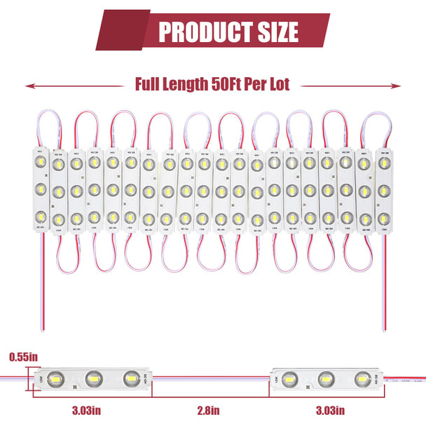 100 Pcs LED Module Replacement Lights for Inflatables White 6000K 100Ft 5730 SMD 150LM Per LED Module Waterproof Inflatable LED Light Replacement with Tape Adhesive Backside for Christmas