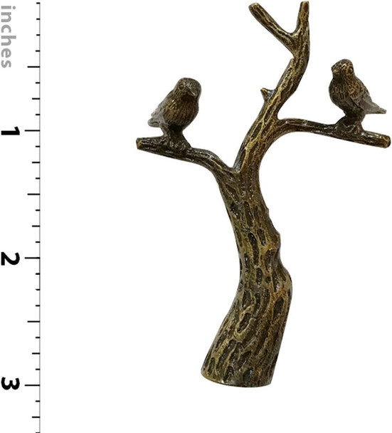 Royal Designs Small Birds in Tree 3" Lamp Finial for Lamp Shade, Antique Brass - Set of 2