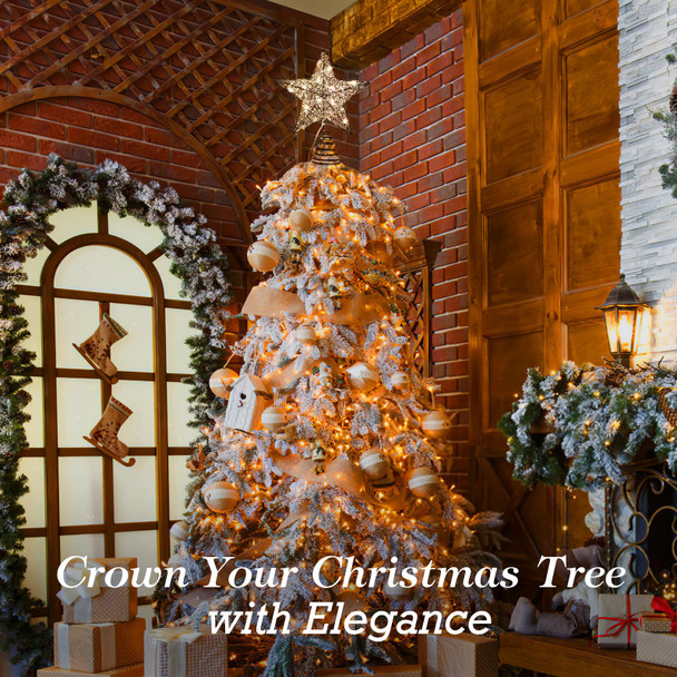 Christmas Star Tree Topper with 8 Lighting Modes, USB Christmas Star Treetop with Timer Decorative Light with Silver Strip, 20 LED Light Xmas Tree Top Decor for Home Indoor Outdoor, Black