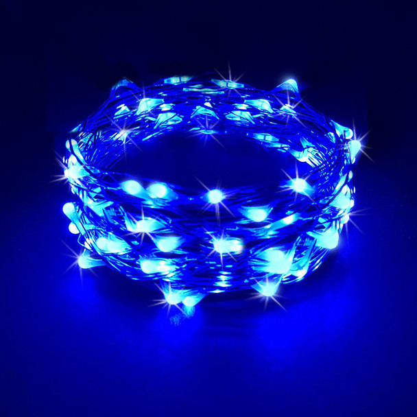 60 LEDs Blue Color String Lights Silver Wire Indoor and Outdoor 20 Feet Firefly Starry Fairy Lights Battery Powered for DIY, Christmas, Holidays, Party, Bedroom and Centerpieces