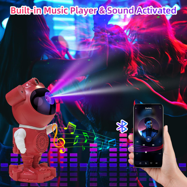 Galaxy Projector for Kids Room, Astronaut Starry Night Light with Bluetooth Sound Effects,360° Adjustable with Remote, Star Galaxy Projector for Room Decoration,Holiday,Christmas,Halloween