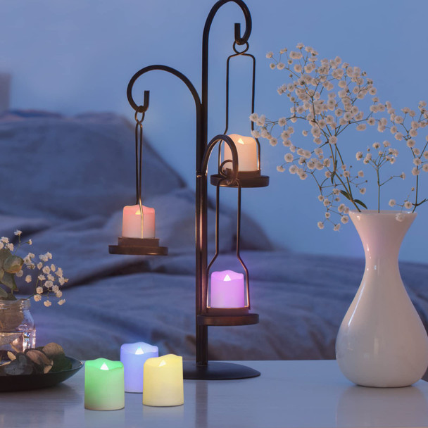 6 Pack USB Rechargeable Flameless Tea Lights Color Changing with Remote & Timer LED Fake Votive Candles Tealight with USB Cable, Halloween Party Christmas Table Decor