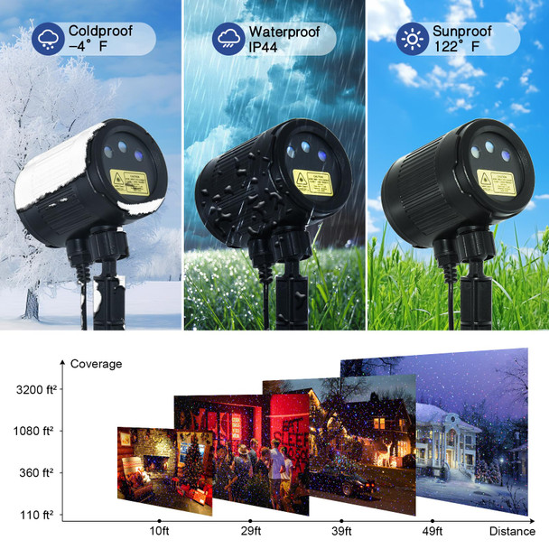 Christmas Laser Lights Projector Outdoor,3 Color Blue Red Green Sparkling Stars Projector,Waterproof Holiday Light with RF Control and Timer for Halloween Christmas Decorations