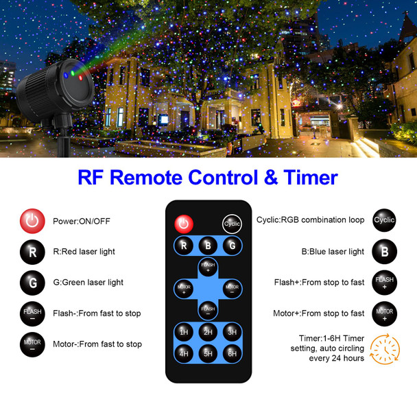 Christmas Laser Lights Projector Outdoor,3 Color Blue Red Green Sparkling Stars Projector,Waterproof Holiday Light with RF Control and Timer for Halloween Christmas Decorations