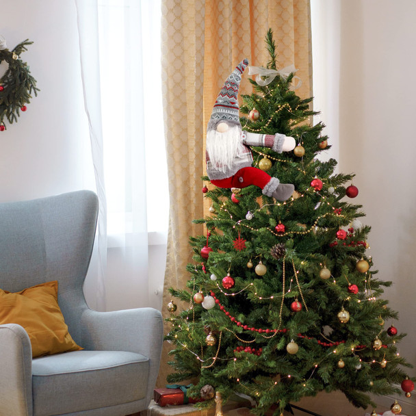 Sggvecsy Christmas Tree Topper Gnome Hand Made Christmas Gnome Decoration Funny Christmas Tree Topper Christmas Plush Gnome Ornaments Also be Used as Curtain Tie for Home Decor (Grey)