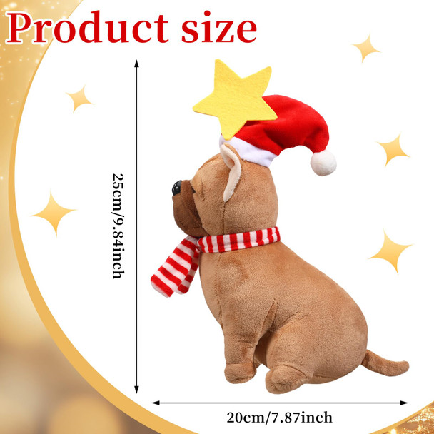 Shappy Dog Christmas Tree Topper Plush Dog Christmas Decoration with Santa Hat and Star Stuffed Christmas Tree Decor Dog Christmas Tree Ornaments for Home Winter Holiday Xmas Party Decorations
