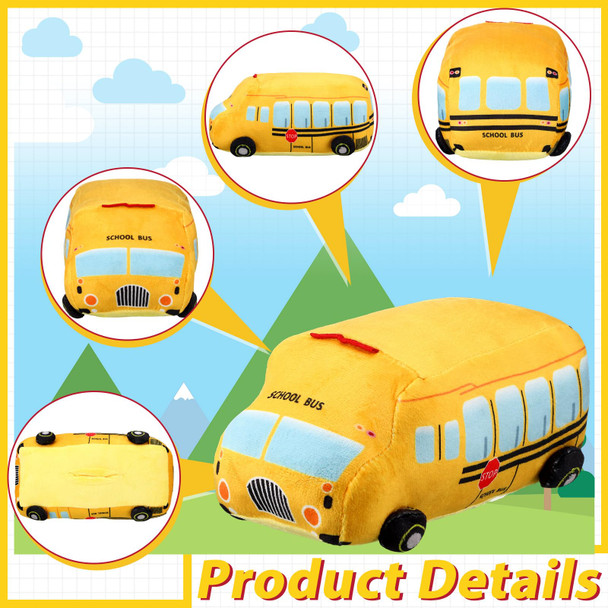 Shappy Back to School Tree Topper 10'' School Bus Plush Tree Decoration Teacher Appreciation Tree Ornaments for Back to School Party Decoration First Day of School Party Indoor Outdoor