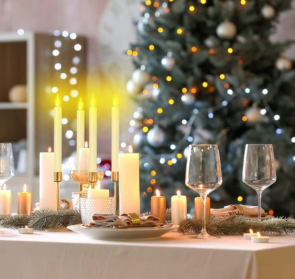 Window Candles Flickering Battery Operated with Remote and Timer, 9 Pack Electric Flameless Taper Candles with Magnetic Base for Christmas Halloween Dinner Wedding Party Decoration