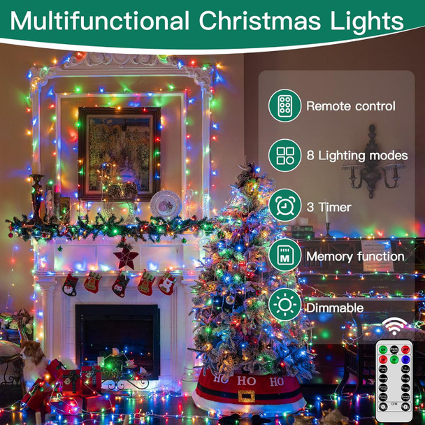 shineshine 328 FT 1000 LED Christmas Lights Outdoor Waterproof, 8 Lighting Modes String Lights with Remote and Timer, Fairy Lights for Indoor Outside Xmas Home Party Decor (Multicolor)