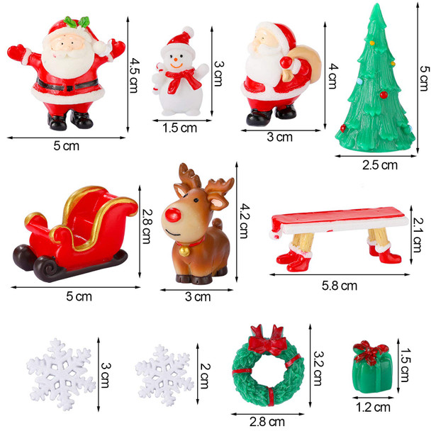 40 Pieces Christmas Ornaments Resin Garden Decoration Ornaments DIY Kit Christmas Pendant Accessories DIY Snow Globe Figurines Christmas Decorations for Party