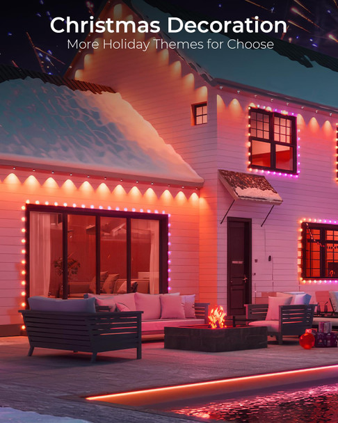 Smart Permanent Outdoor Lights, 100ft with 72 LED RGB String Lights, IP67 Waterproof Eaves Light with 44 Scene Modes for Halloween Christmas Birthday Holiday Party, APP/Voice/Remote Control