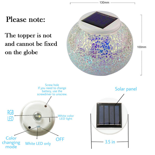 Solar Glass Ball Table Light Color Changing Solar Powered Mosaic Crackle Glass Table Lamps Waterproof LED Night Light for Bedroom Yard Patio Halloween Christmas Decorations (Crackle Glass, White) Solar Glass Ball Table Light Color Changing Solar Powered Mosaic Crackle Glass Table Lamps Waterproof LED Night Light for Bedroom Yard Patio Halloween Christmas Decorations (Crackle Glass, White)