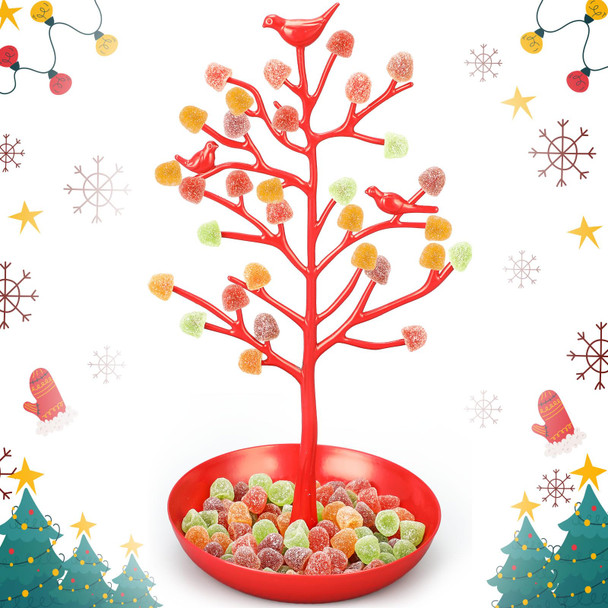 Soaoo Festive Gumdrop Tree Christmas Nostalgic Gum Drops Artificial Tree for Table Centerpiece Christmas Decorations for Tabletop Display Ornament Candy Themed Party Supplies Xmas(Red)