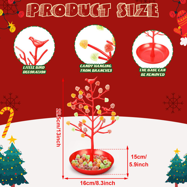 Soaoo Festive Gumdrop Tree Christmas Nostalgic Gum Drops Artificial Tree for Table Centerpiece Christmas Decorations for Tabletop Display Ornament Candy Themed Party Supplies Xmas(Red)