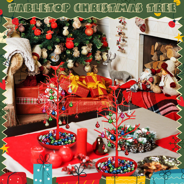 Soaoo Festive Gumdrop Tree Christmas Nostalgic Gum Drops Artificial Tree for Table Centerpiece Christmas Decorations for Tabletop Display Ornament Candy Themed Party Supplies Xmas(Red)