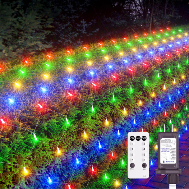 12ft x 5ft 360LED Christmas Net Lights, Connectable Outdoor Mesh Bush Lights with 8 Modes, Timer, Dimmer, Memory Function, Waterproof for Indoor Outdoor Decor.Multi-Color