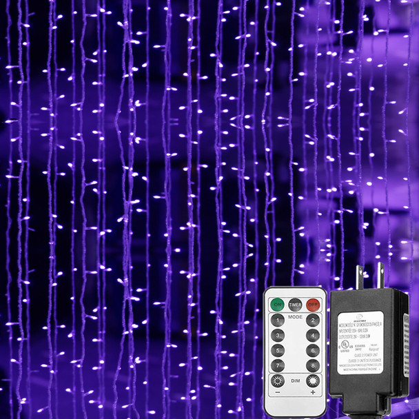 Solhice Black Light Curtain String Lights for Glow Party 10ft x10ft 306 LEDs, Blacklight with Remote Control for Christmas Bedroom Birthday Fluorescent Party Indoor Décor