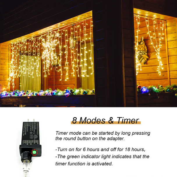 Solhice LED Curtain Lights Outside 30ft x 3ft for Backyard, 450 LED Plug in Christmas Fence String Lights Outdoor, Twinkle Lights Backdrop Waterproof for Patio Deck Décor, Warm White (Not Connectable)