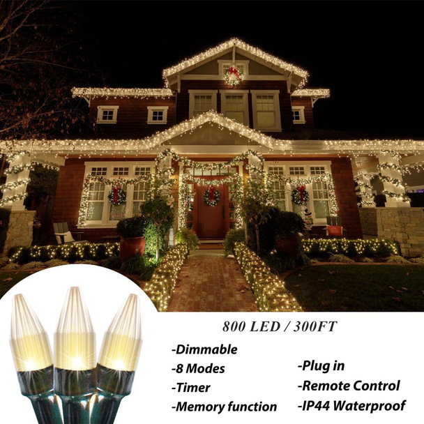 Solhice 300ft Christmas Lights Outside with Remote, 800 LED Waterproof String Lights Plug in, Dark Green Wire Twinkle Fairy Lights for Outdoor Indoor Xmas Tree Garden Decoration