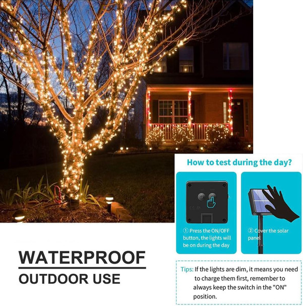 Solhice 2 Pack Solar String Lights for Outside, 200 LED 80ft Total Solar Christmas Lights Outdoor Waterproof, 8 Modes Warm White Xmas Tree Lights for Yard Garden Patio