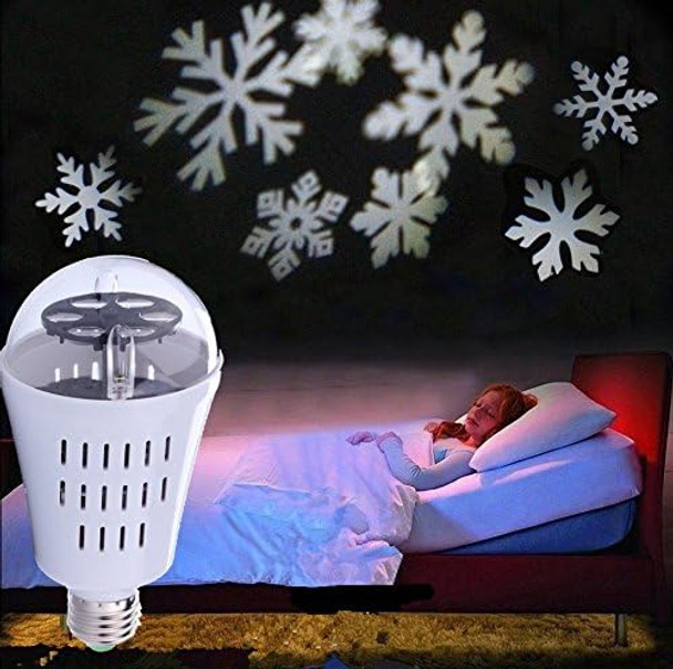 SPEVERT Snowflake Auto Rotating Led Lights Christmas Lights Moving LED Lamp E27 Base 4W Crystal Ball Stage Light for Birthday, Holiday, Wedding, Party, Christmas Decor - White SPEVERT Snowflake Auto Rotating Led Lights Christmas Lights Moving LED Lamp E27 Base 4W Crystal Ball Stage Light for Birthday, Holiday, Wedding, Party, Christmas Decor - White