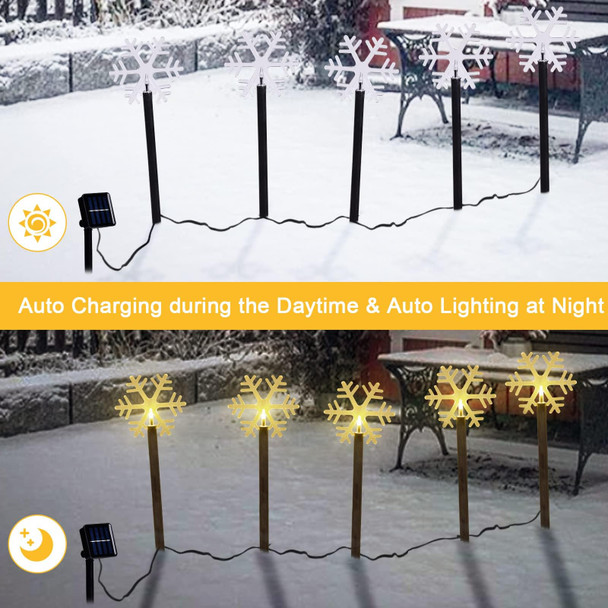 Solar Christmas Pathway Lights, 5 Pack Solar Snowflake Lights with Stake Outdoor Waterproof Landscape Lights Christmas Decorative Lights for Garden Yard Street Park Christmas Wedding
