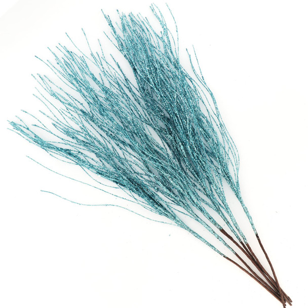 12 Pcs Christmas Glittery Curly Picks, 18.5'' Christmas Tree Topers Ting Ting Branches Spary Christmas Glitter Decorations for Christmas Tree Wreath Garland Bouquet Floral Arrangement (Sky Blue, 12)