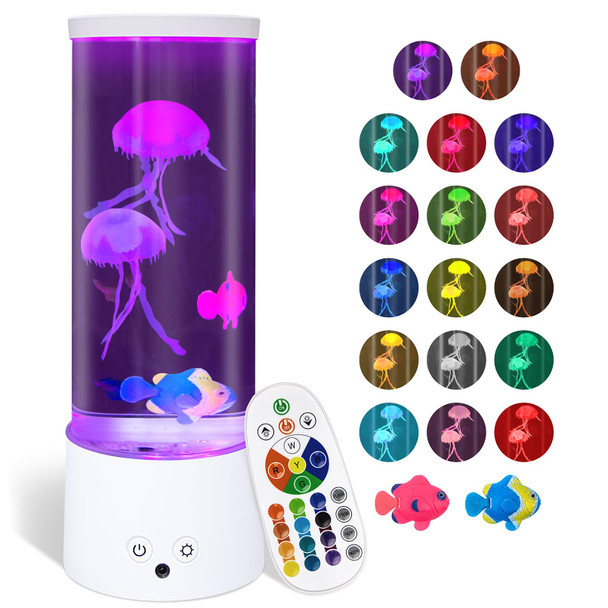 Stingmon Jellyfish Lamp, 16 Color LED Jellyfish Desk Lamp, Mood Lamp, Decorative Home and Office, Sleep Relaxation, Give Children, Teenagers, Girls, Boys, Adults Ideal Christmas Presents