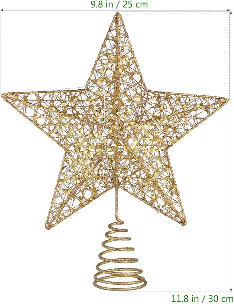STOBOK Christmas Tree Topper,Christmas Decorations Colorful Lighted Xmas Tree Star for Christmas Tree Ornament Party Decoration(12 Inch,Golden)
